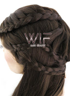 24" Long Dark Brown Braided Lace Front Synthetic Hair Wig LF2033