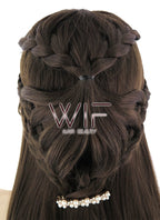 24" Long Dark Brown Braided Lace Front Synthetic Hair Wig LF2033