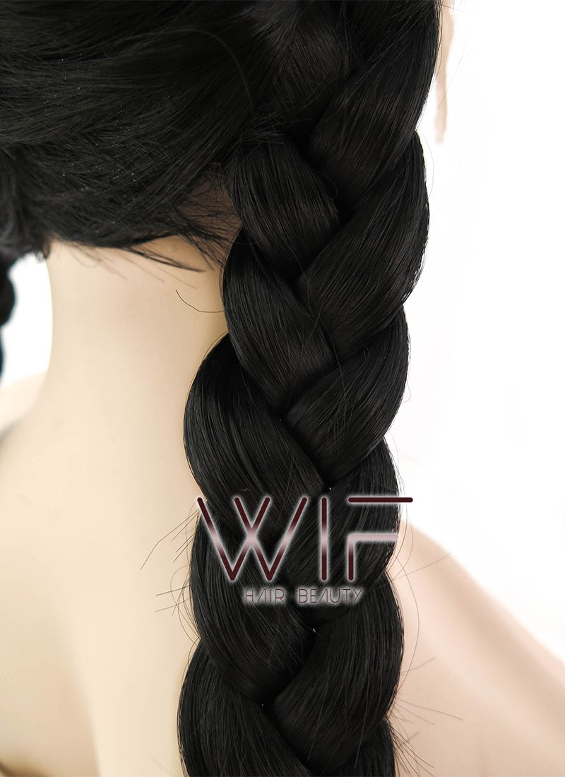 24" Natural Black Philippa Eilhart Braided Lace Front Synthetic Wig LF2035