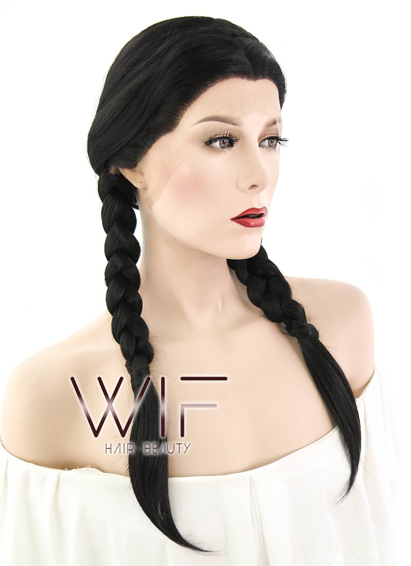 24" Natural Black Philippa Eilhart Braided Lace Front Synthetic Wig LF2035