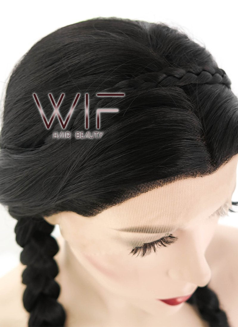 24" Natural Black Philippa Eilhart Braided Lace Front Synthetic Wig LF2035