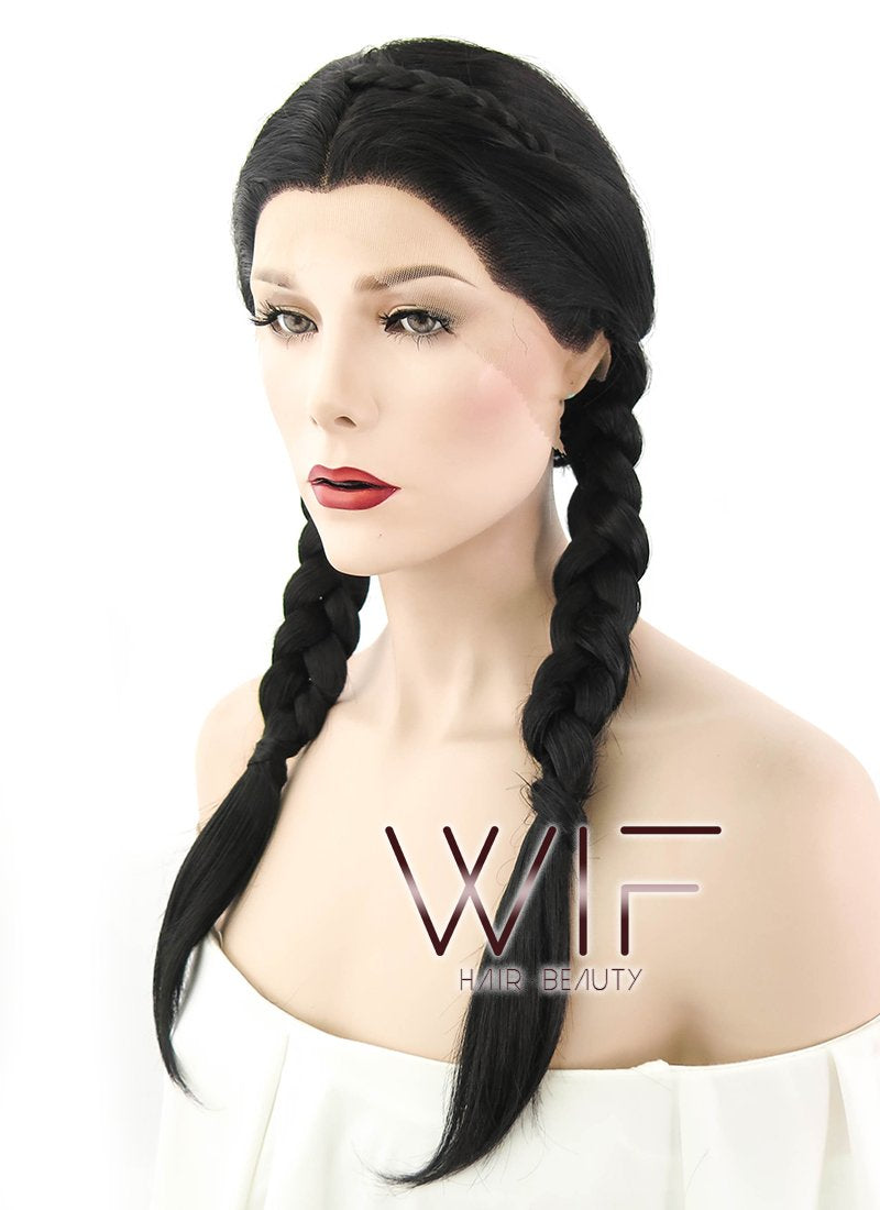 24" Natural Black Philippa Eilhart Braided Lace Front Synthetic Wig LF2035