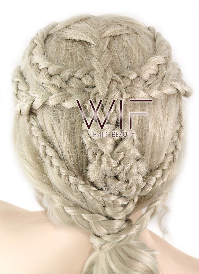 24" Light Ash Blonde Daenerys Targaryen Braided Lace Front Synthetic Wig LF2037