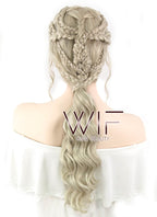 24" Light Ash Blonde Daenerys Targaryen Braided Lace Front Synthetic Wig LF2037