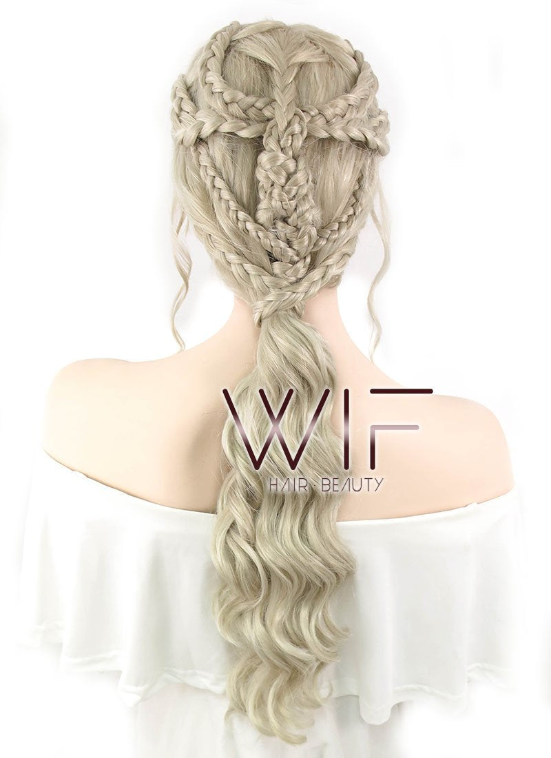 24" Light Ash Blonde Daenerys Targaryen Braided Lace Front Synthetic Wig LF2037