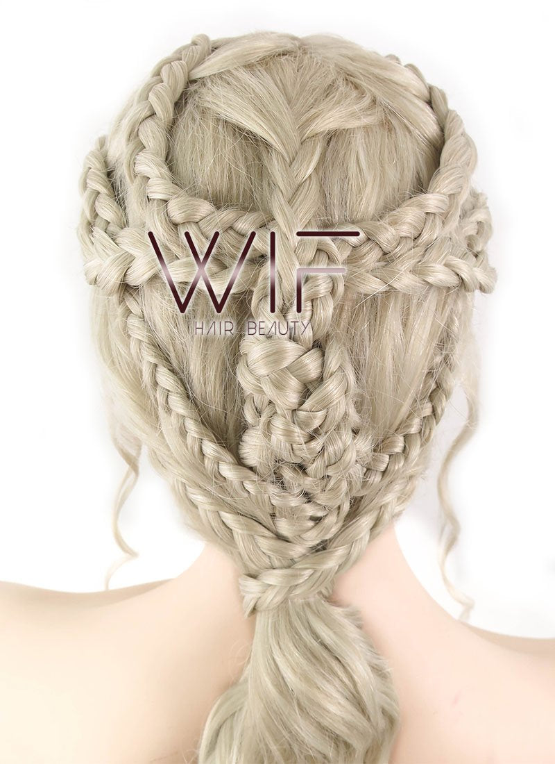 24" Light Ash Blonde Daenerys Targaryen Braided Lace Front Synthetic Wig LF2037