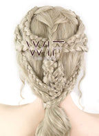 24" Light Ash Blonde Daenerys Targaryen Braided Lace Front Synthetic Wig LF2037