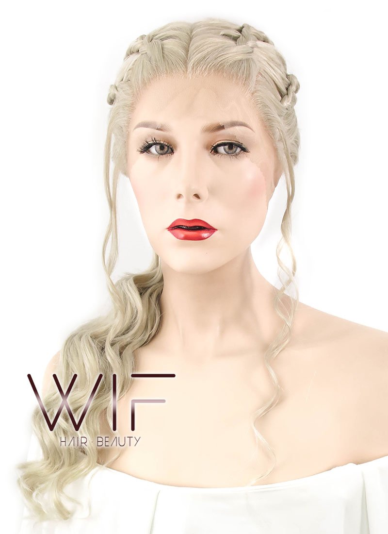 24" Light Ash Blonde Daenerys Targaryen Braided Lace Front Synthetic Wig LF2037