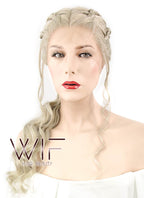 24" Light Ash Blonde Daenerys Targaryen Braided Lace Front Synthetic Wig LF2037
