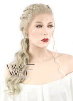 24" Light Ash Blonde Daenerys Targaryen Braided Lace Front Synthetic Wig LF2037