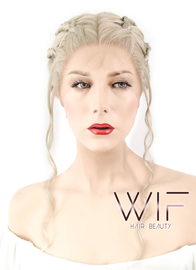 24" Light Ash Blonde Daenerys Targaryen Braided Lace Front Synthetic Wig LF2037