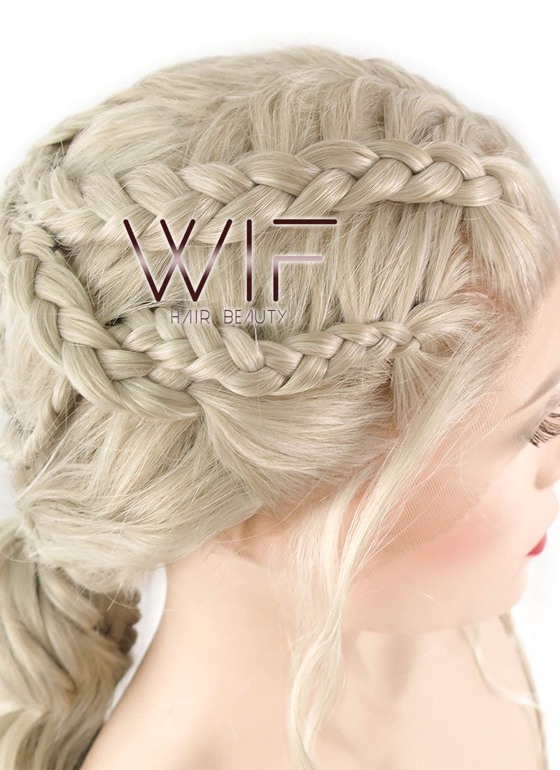 24" Light Ash Blonde Daenerys Targaryen Braided Lace Front Synthetic Wig LF2037