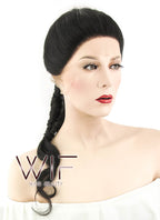28" Wavy Natural Black Braided Lace Front Synthetic Wig LF2038