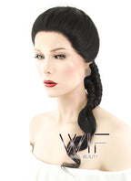 28" Wavy Natural Black Braided Lace Front Synthetic Wig LF2038