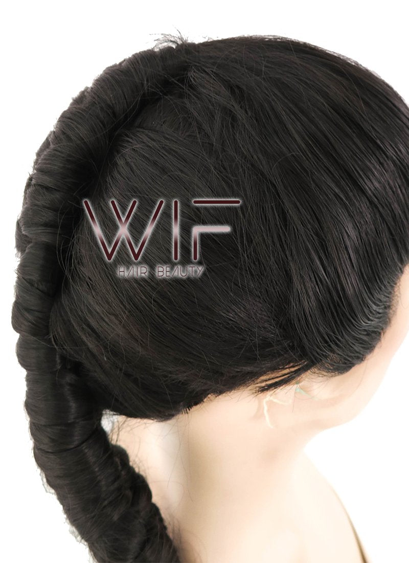 28" Wavy Natural Black Braided Lace Front Synthetic Wig LF2038
