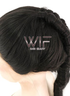 28" Wavy Natural Black Braided Lace Front Synthetic Wig LF2038