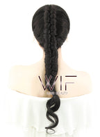 28" Wavy Natural Black Braided Lace Front Synthetic Wig LF2038