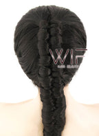 28" Wavy Natural Black Braided Lace Front Synthetic Wig LF2038