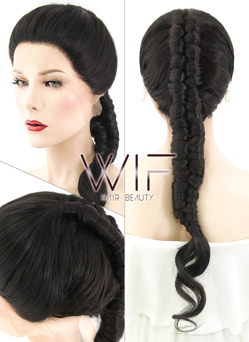 28" Natural Black DC Comics Wonder Woman Braided Lace Front Synthetic Wig LF2038