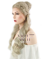 24" Light Ash Blonde Daenerys Targaryen Braided Lace Front Synthetic Wig LF2039