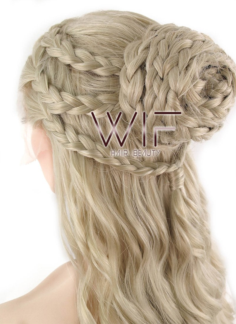 24" Light Ash Blonde Daenerys Targaryen Braided Lace Front Synthetic Wig LF2039