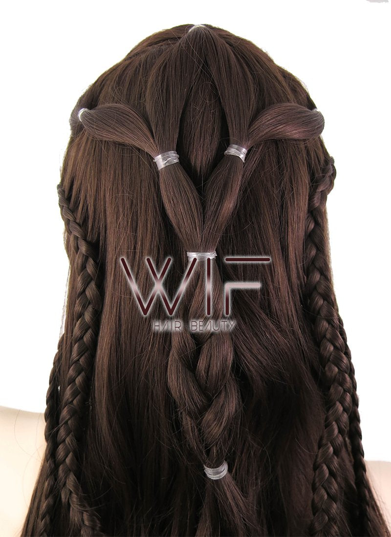 26" Wavy Dark Brown Braided Lace Front Synthetic Wig LF2040