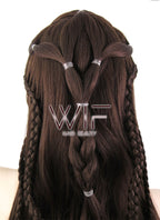 26" Wavy Dark Brown Braided Lace Front Synthetic Wig LF2040
