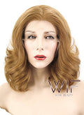 16" Wavy Golden Brown Lace Front Synthetic Wig LF205
