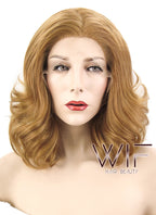 16" Wavy Golden Brown Lace Front Synthetic Wig LF205