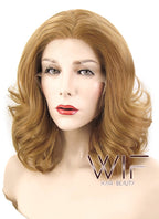 16" Wavy Golden Brown Lace Front Synthetic Wig LF205