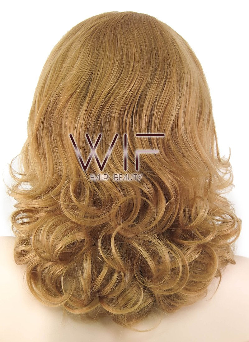 16" Wavy Golden Brown Lace Front Synthetic Wig LF205