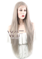 20" / 28" Straight Grey Lace Front Synthetic Wig LF238A