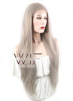 20" / 28" Straight Grey Lace Front Synthetic Wig LF238A