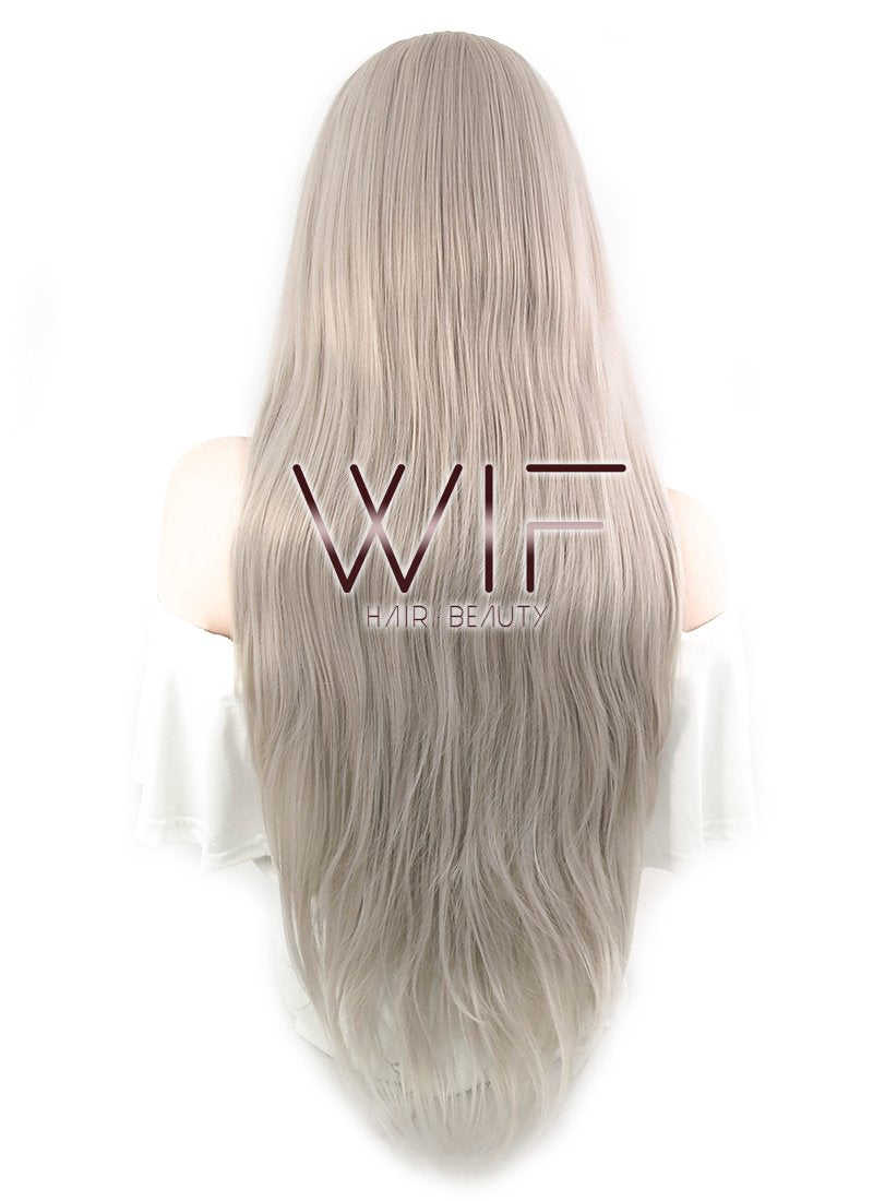 20" / 28" Straight Grey Lace Front Synthetic Wig LF238A