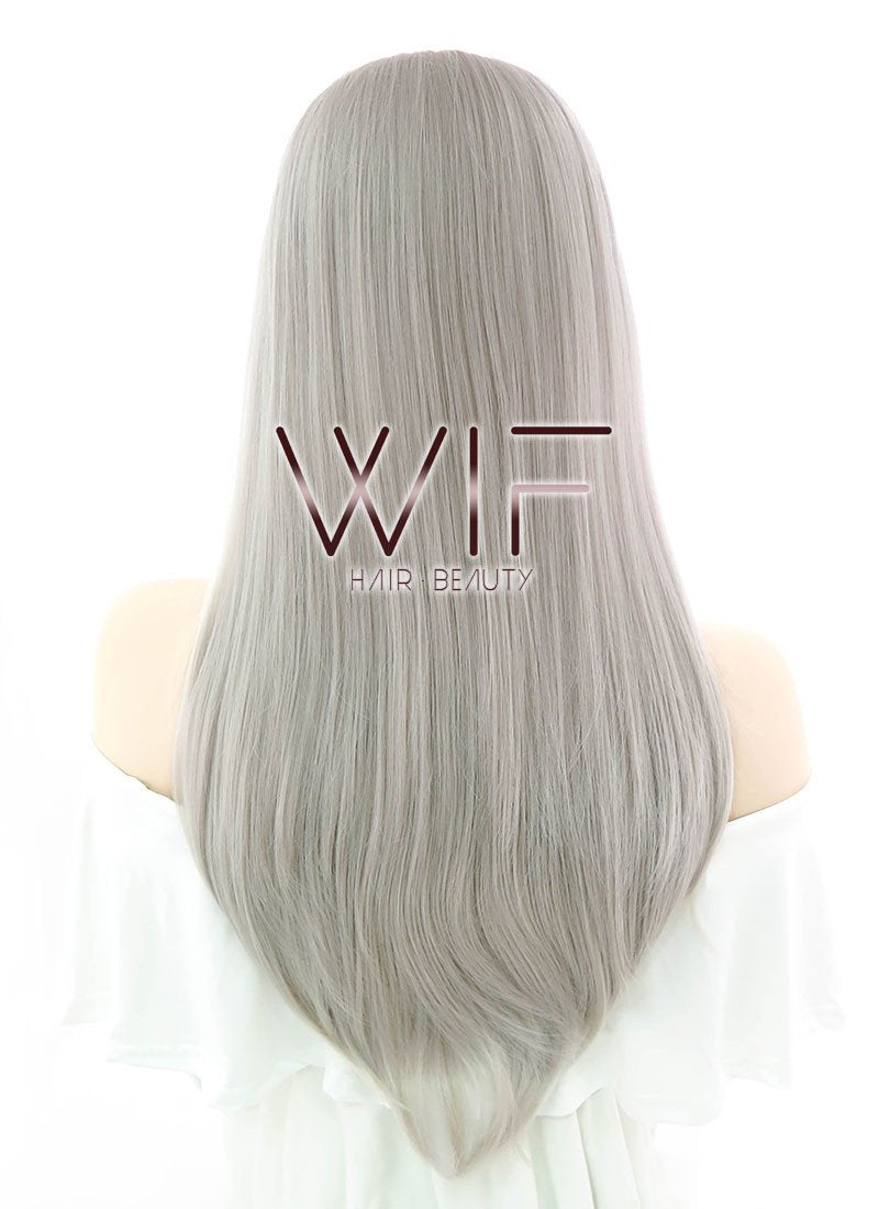 24" Straight Grey Blonde Lace Front Synthetic Wig LF238