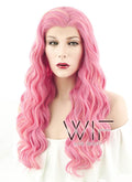 24" Wavy Pink Mixed Blonde Lace Front Synthetic Wig LF239