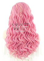 24" Wavy Pink Mixed Blonde Lace Front Synthetic Wig LF239