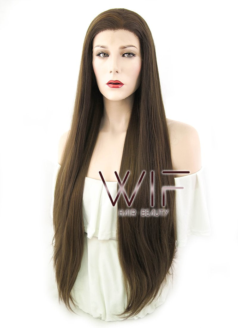 30" Straight Brown Lace Front Synthetic Wig LF242