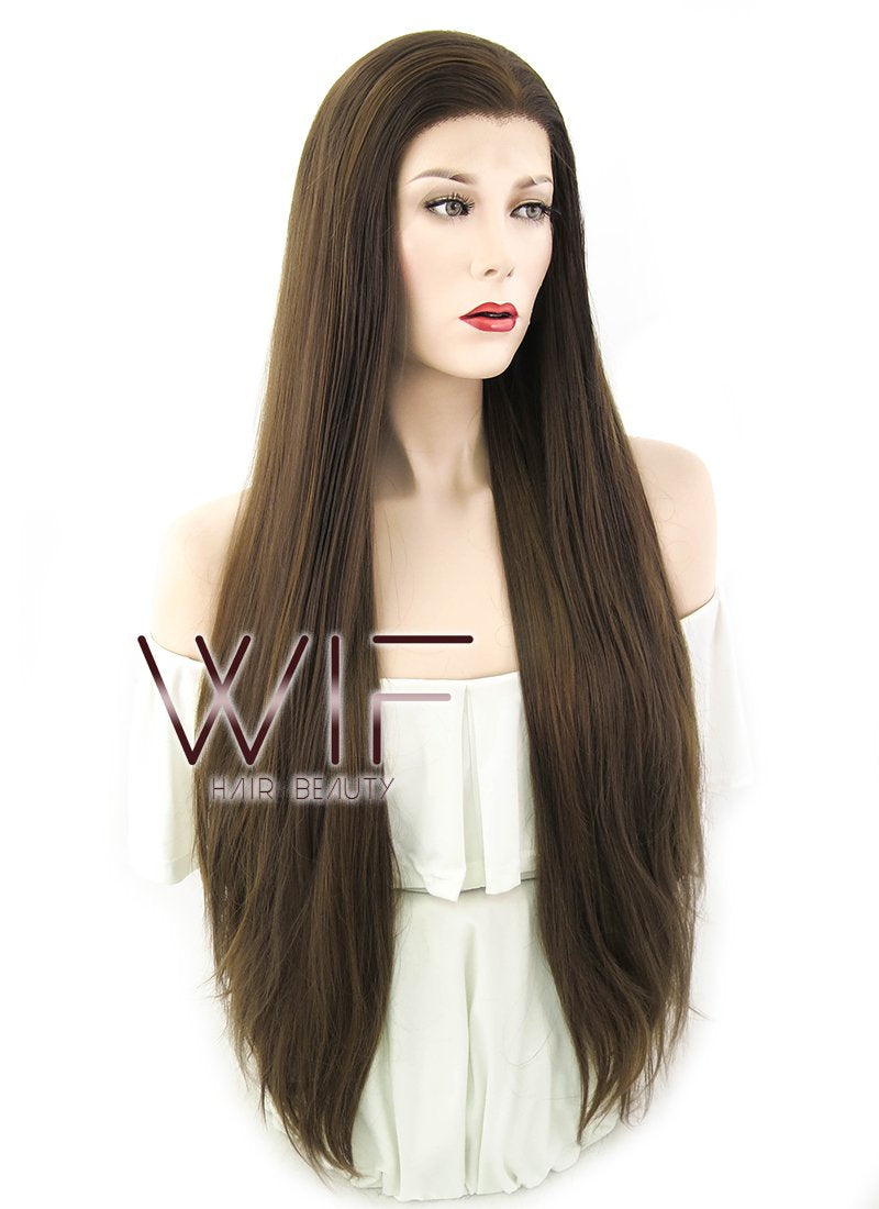 30" Straight Brown Lace Front Synthetic Wig LF242
