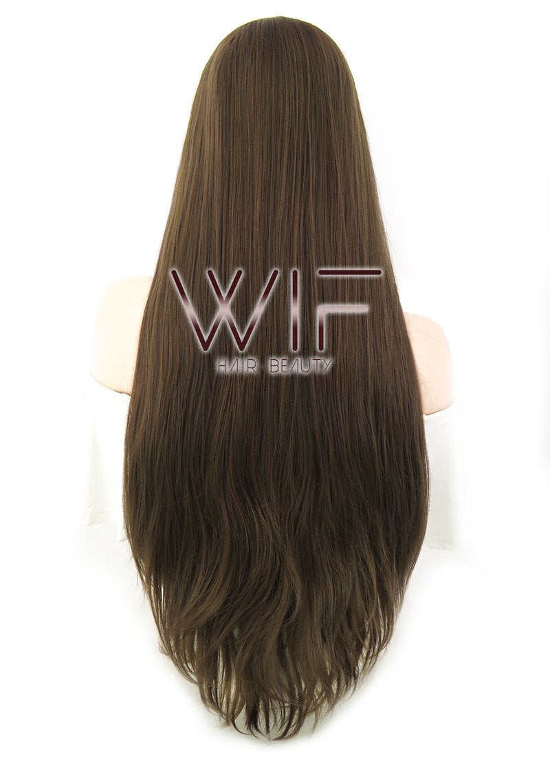 30" Straight Brown Lace Front Synthetic Wig LF242