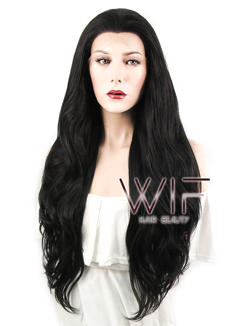 26" Wavy Natural Black Lace Front Synthetic Wig LF246