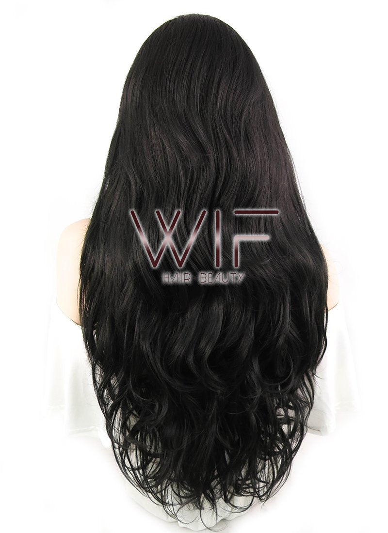 26" Wavy Natural Black Lace Front Synthetic Wig LF246
