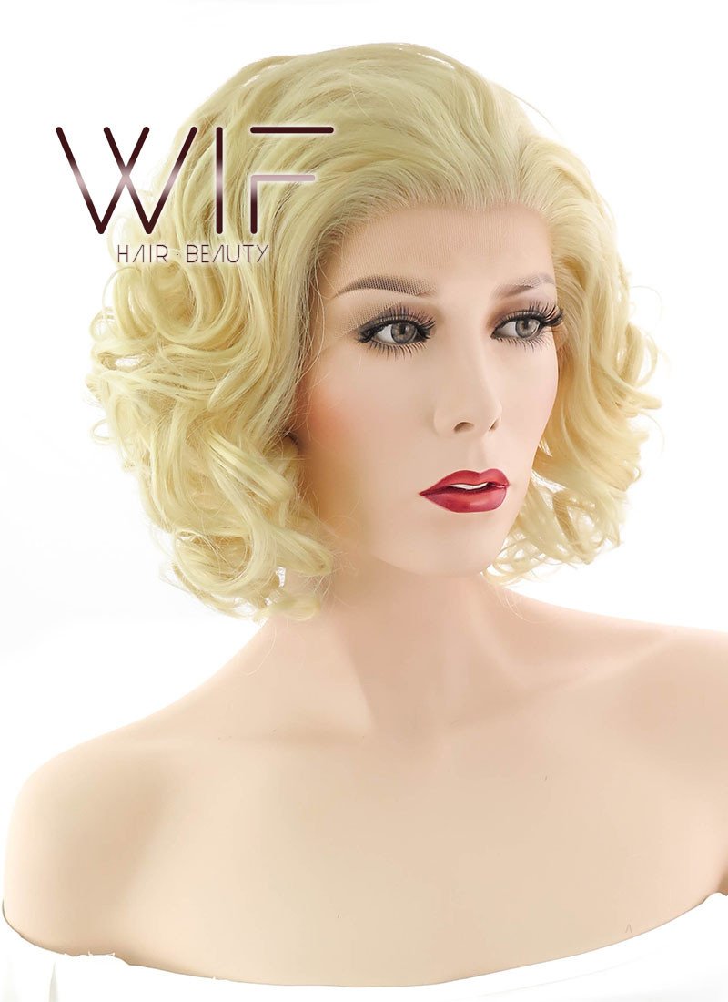 10" Wavy Mixed Golden Blonde Lace Front Synthetic Wig LF249