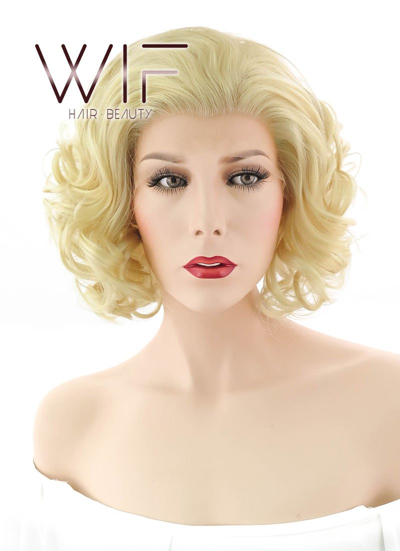 10" Wavy Mixed Golden Blonde Lace Front Synthetic Wig LF249
