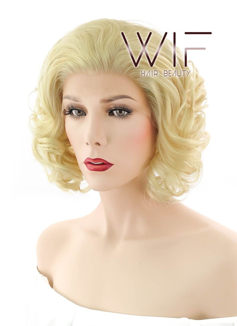 10" Wavy Mixed Golden Blonde Lace Front Synthetic Wig LF249