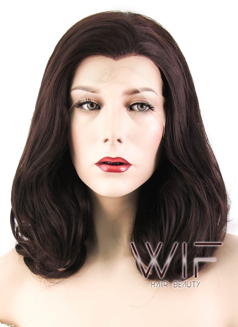 16" Wavy Coffee Lace Front Synthetic Wig LF254