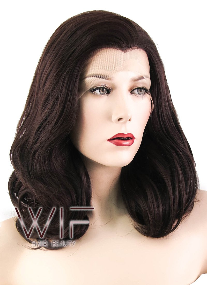 16" Wavy Coffee Lace Front Synthetic Wig LF254