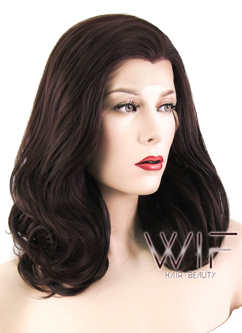 16" Wavy Coffee Lace Front Synthetic Wig LF254