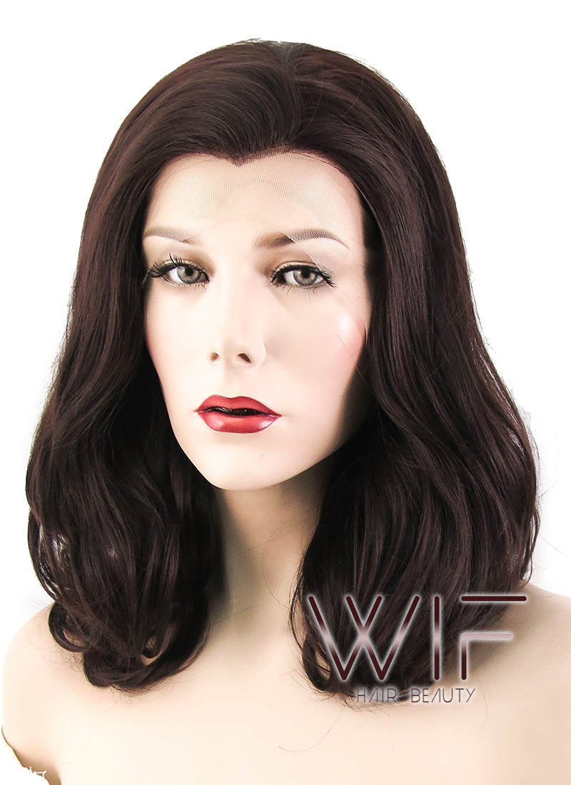 16" Wavy Coffee Lace Front Synthetic Wig LF254