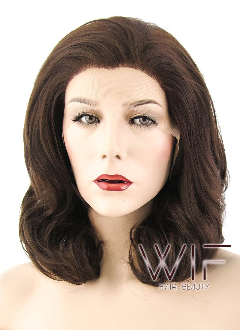 16" Wavy Brown Lace Front Synthetic Wig LF256
